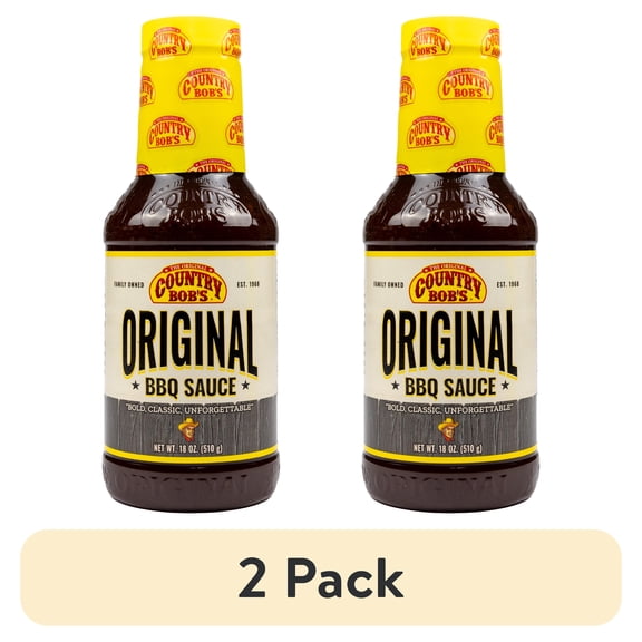 (2 pack) Country Bob's Original Barbecue Sauce, Mild BBQ Sauce, 18 fl oz