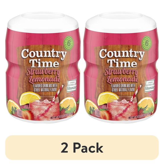 (2 pack) Country Time Strawberry Lemonade Drink Mix, 18 Ounce (Pack Of 6)