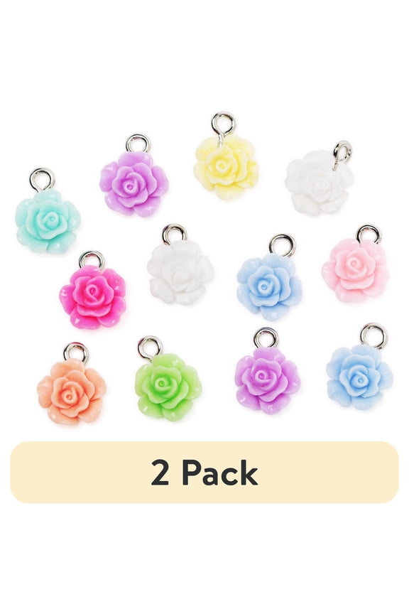 (2 pack) Cousin DIY 12 Piece Acrylic Rosette Charms, Silver Jump Rings, Adult, Model 69995723