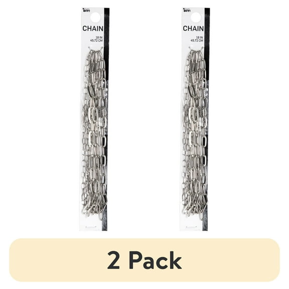 (2 pack) Cousin DIY 18 in Dainty Oval Chain with 3 in Extender, 3 Sizes, Silver Finish Metal