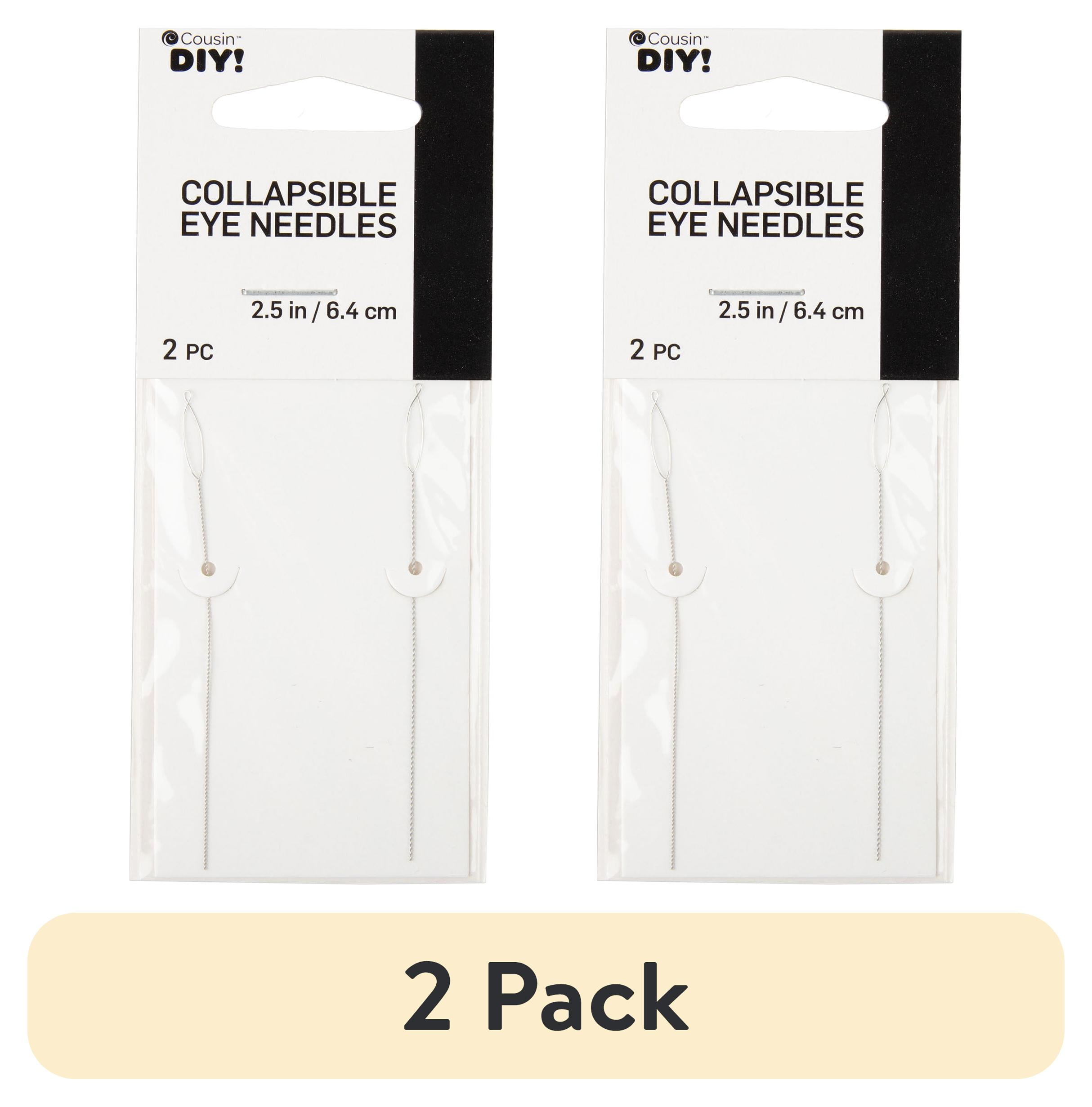 (2 pack) Cousin DIY 2.5 in Collapsible Eye Beading Needles Silver, Steel, 2 Piece