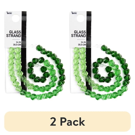 (2 pack) Cousin DIY 2-Strand Ombre Green Octahedron Glass Beads, 50 Piece, Adult