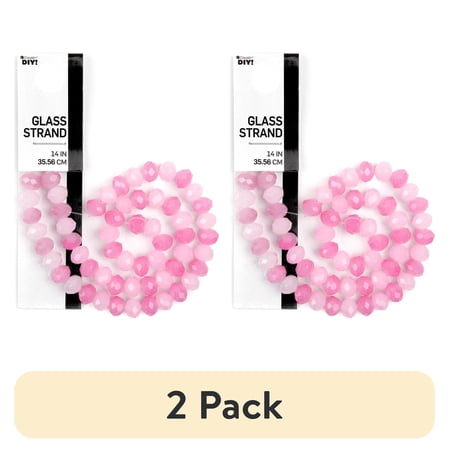 (2 pack) Cousin DIY 2-Strand Pink Mix 8mm Glass Rondelle Beads, 14 in, 58 Piece, Adult