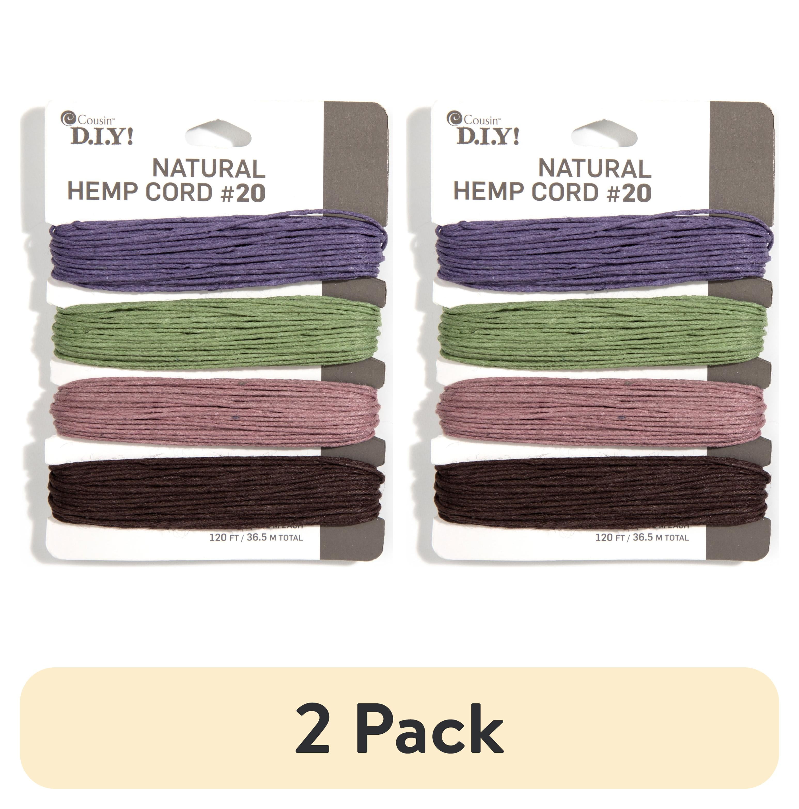 (2 pack) Cousin DIY 20lb Muted Pastel Hemp Twine, Green/Mauve, 4 Piece Roll, 120 ft