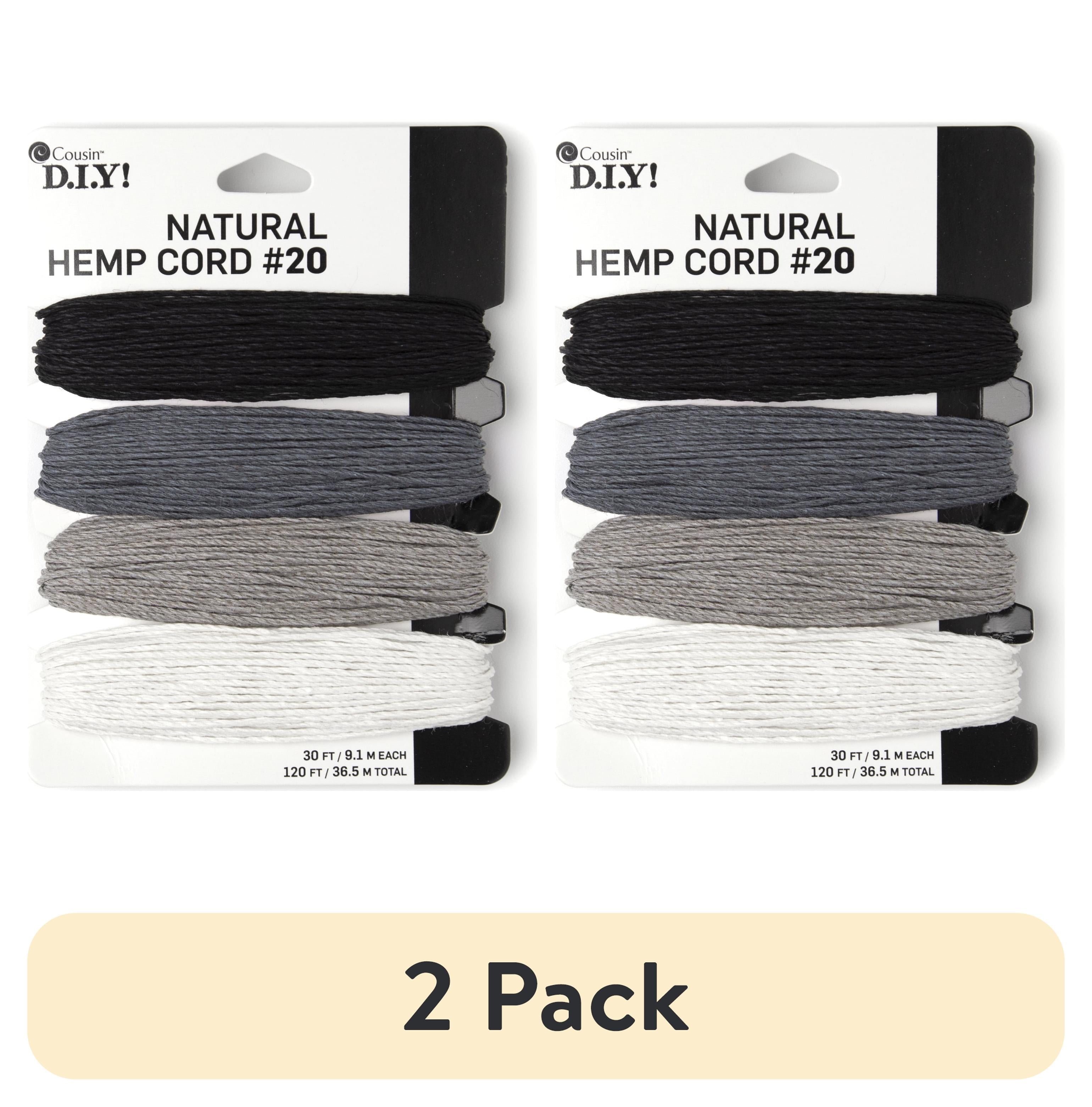 (2 pack) Cousin DIY 20lb Natural Hemp Twine, Neutral Color Black/White, 4 Piece Roll, 120 ft