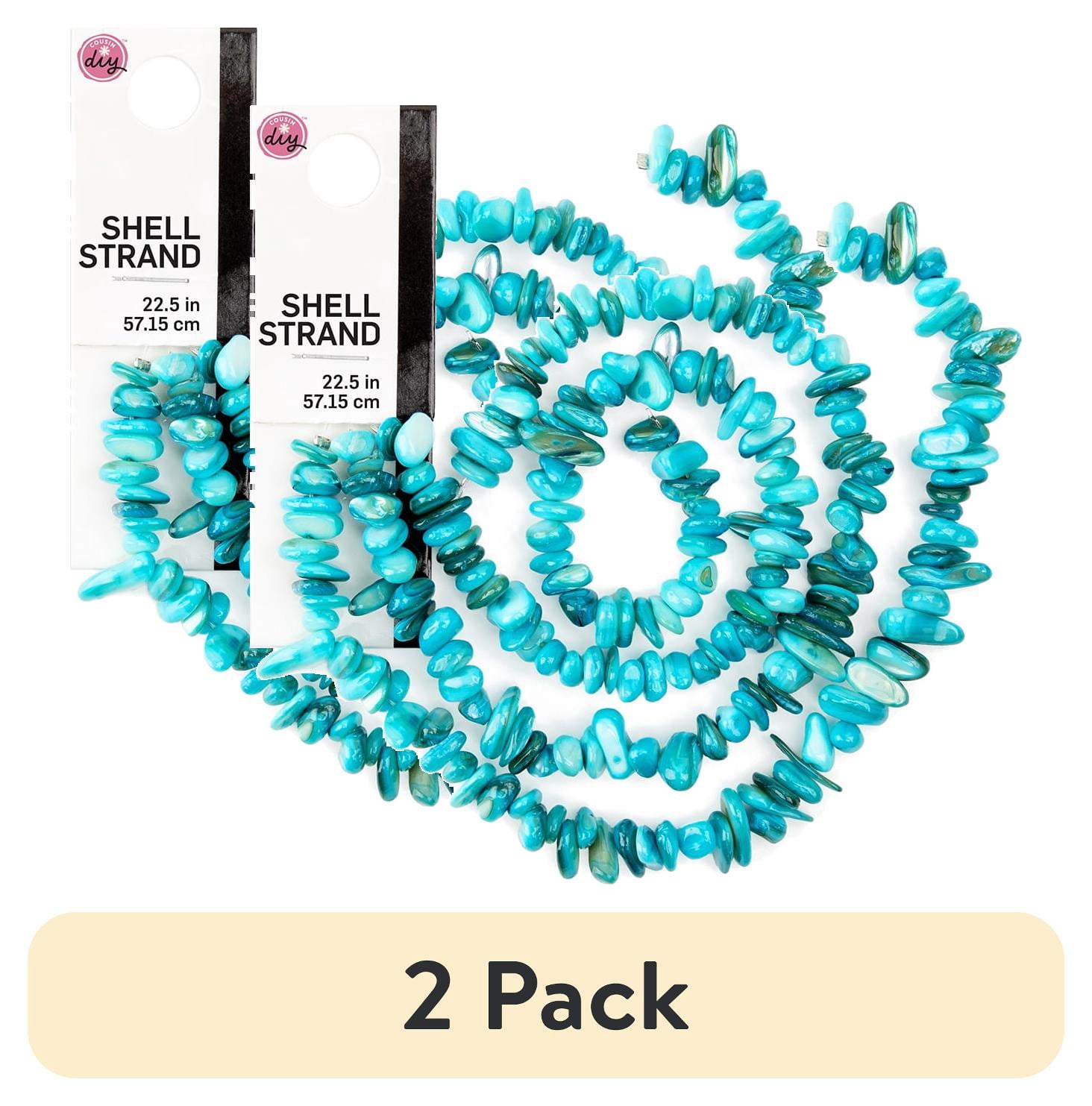 (2 pack) CousinDIY® 3-Strand Shell Bead Set, Turquoise Blue, 7.5-Inch Strands, 115 Pieces, Total Length 22.5 Inches, Adult Unisex