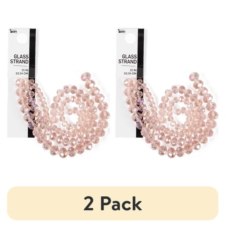(2 pack) Cousin DIY 3-Strand Light Rose AB Glass Rondelle Beads 4/6/8 mm, 7 in/Strand, 88 Piece