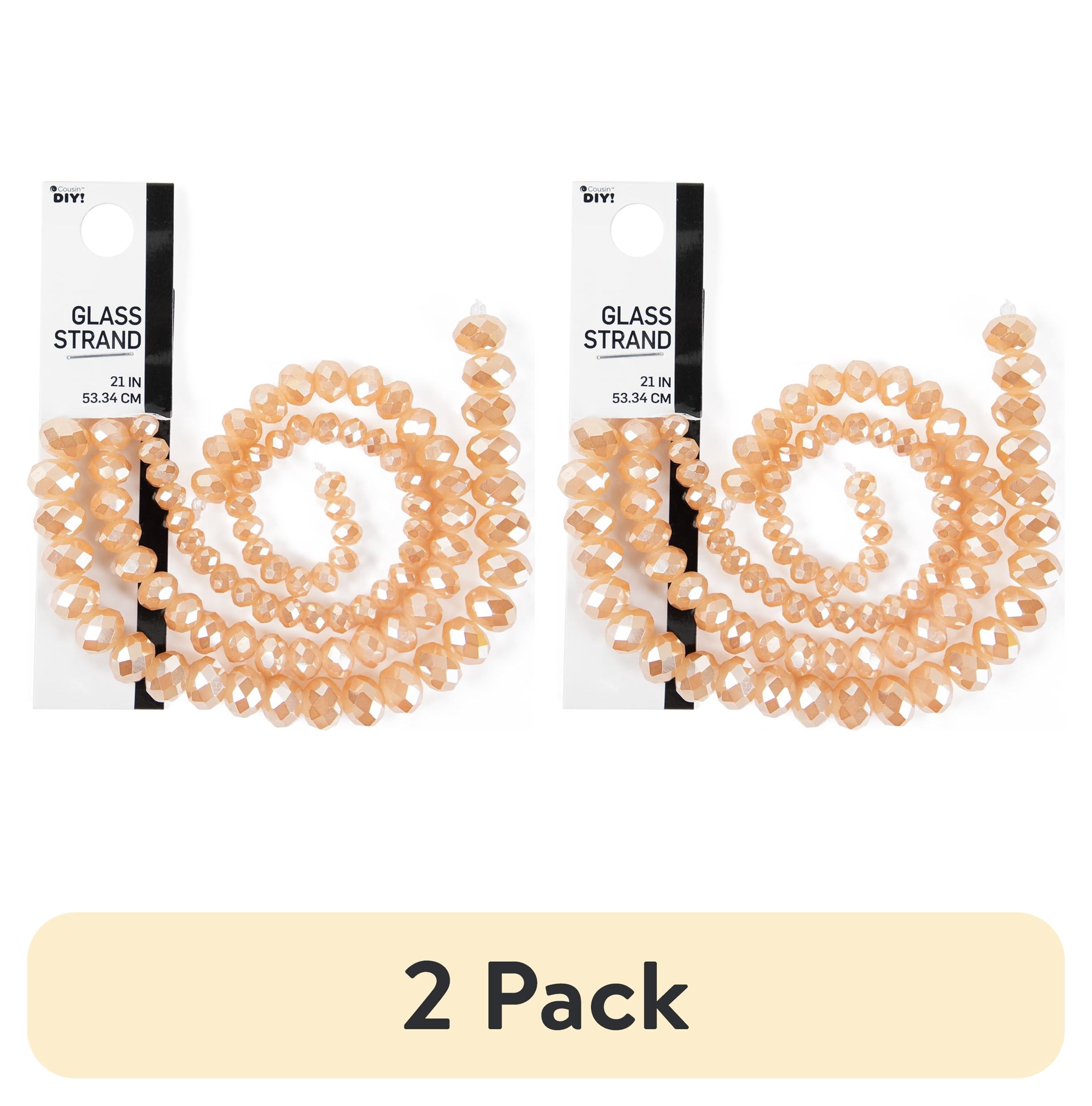(2 pack) Cousin DIY 3-Strand Peach AB Glass Rondelle Beads 4/6/8 mm, 7 in/Strand, 88 Piece, Adult
