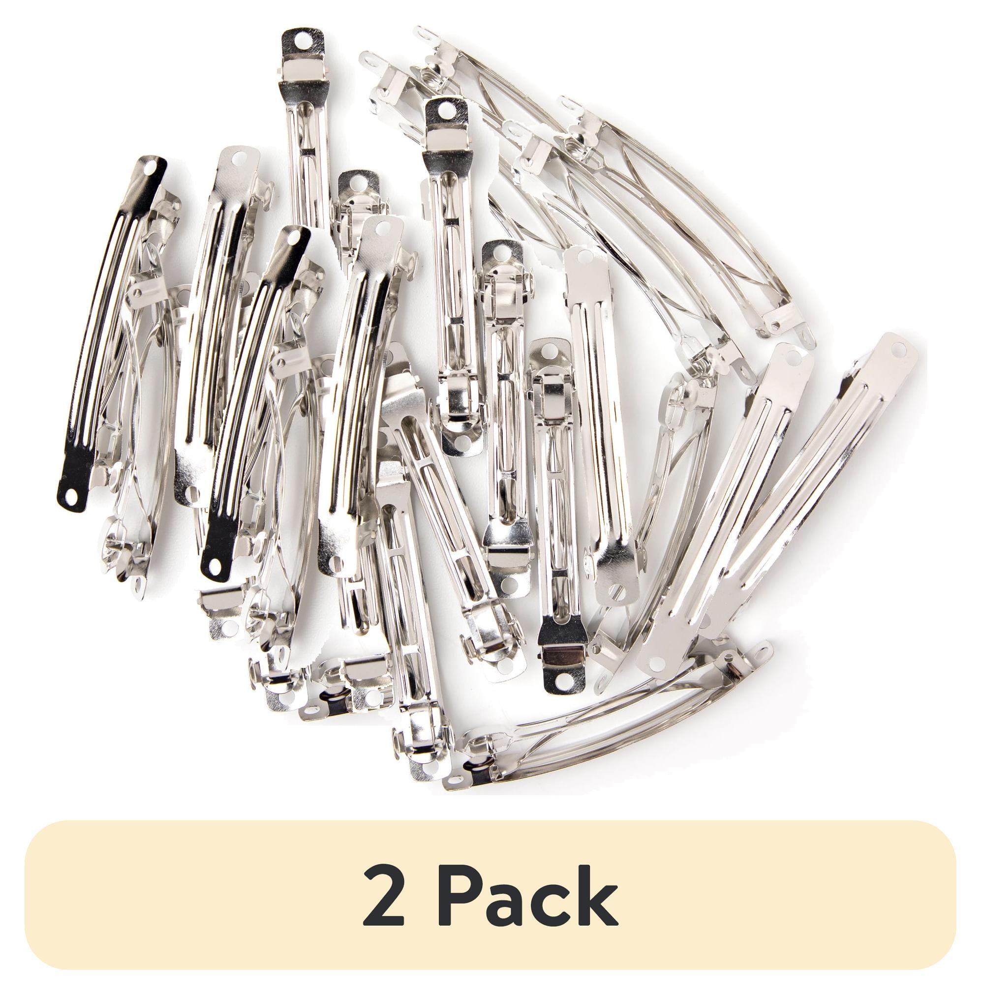 (2 pack) Cousin DIY 3 in Metal French Barrette, Hair Clip, Silver, 18 Piece, Adult