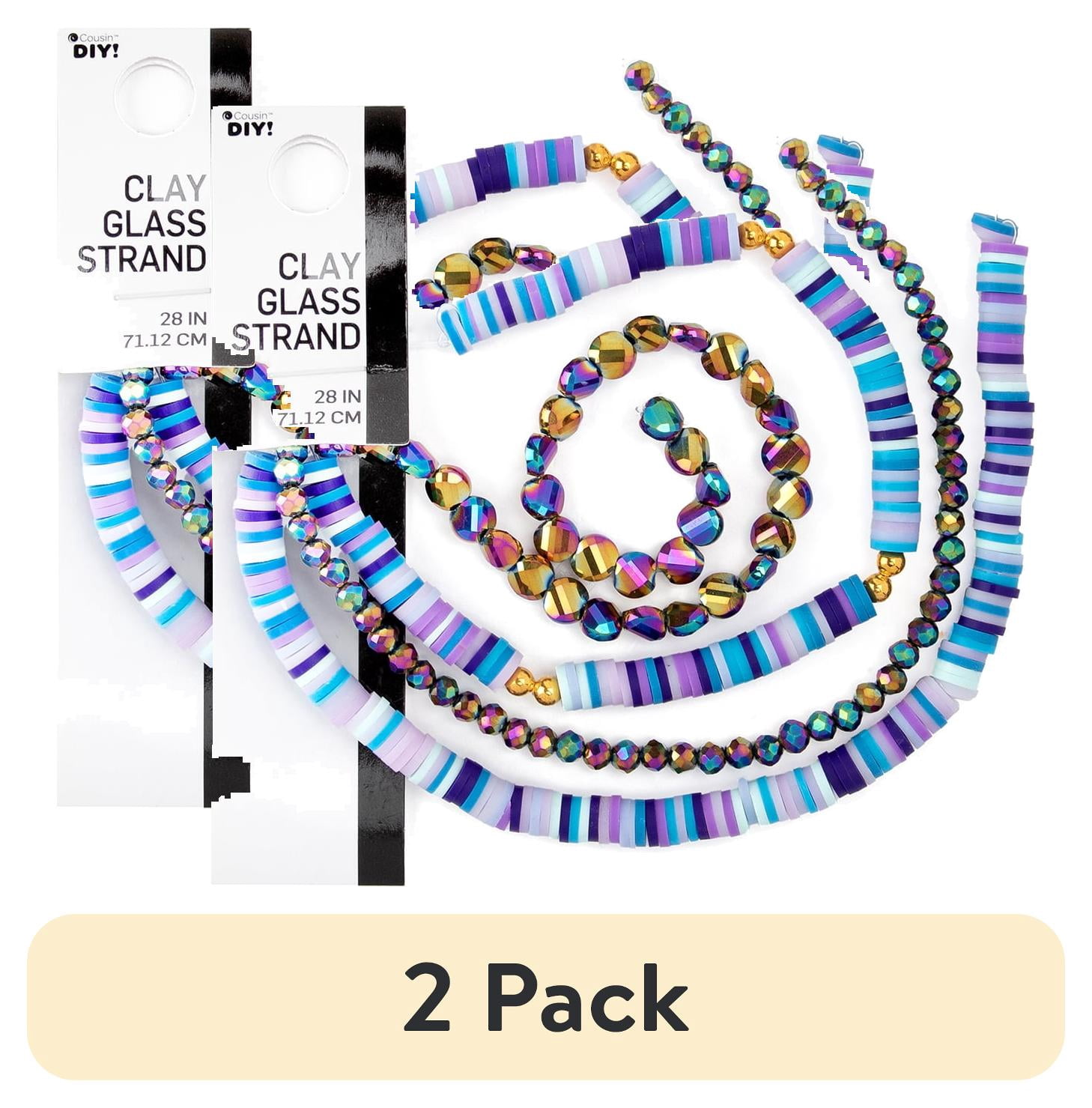 (2 pack) CousinDIY Jewelry Making 4-Strand Kit Heishi, Rainbow Glass Rondelle and Coin Beads
