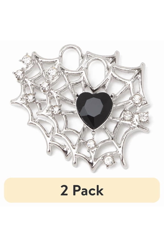 (2 pack) Cousin DIY 6 Piece Black Heart Charms, Silver-Toned Metal, Adult-Model 69995699