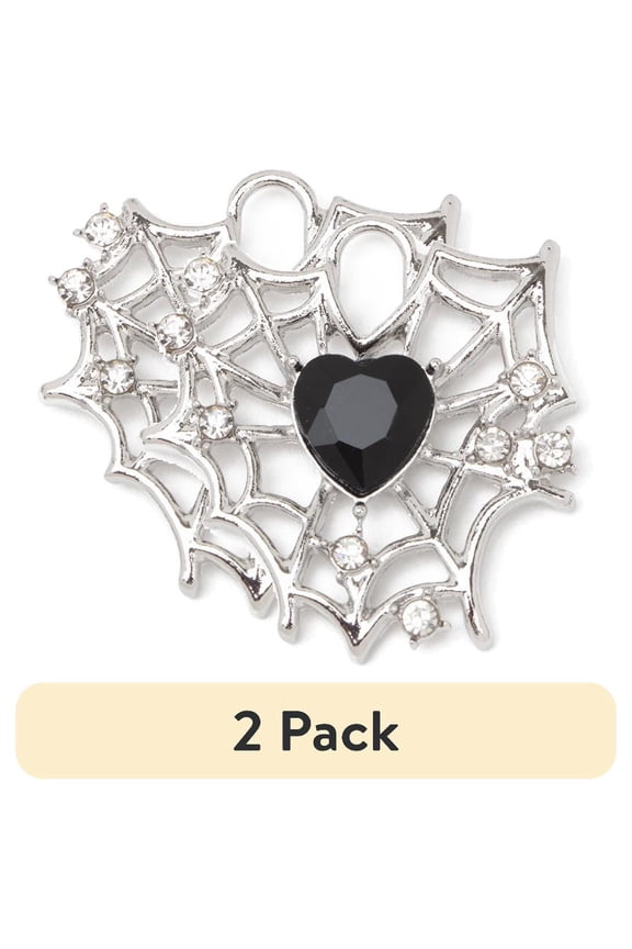 (2 pack) Cousin DIY 6 Piece Black Heart Charms, Silver-Toned Metal, Adult-Model 69995699