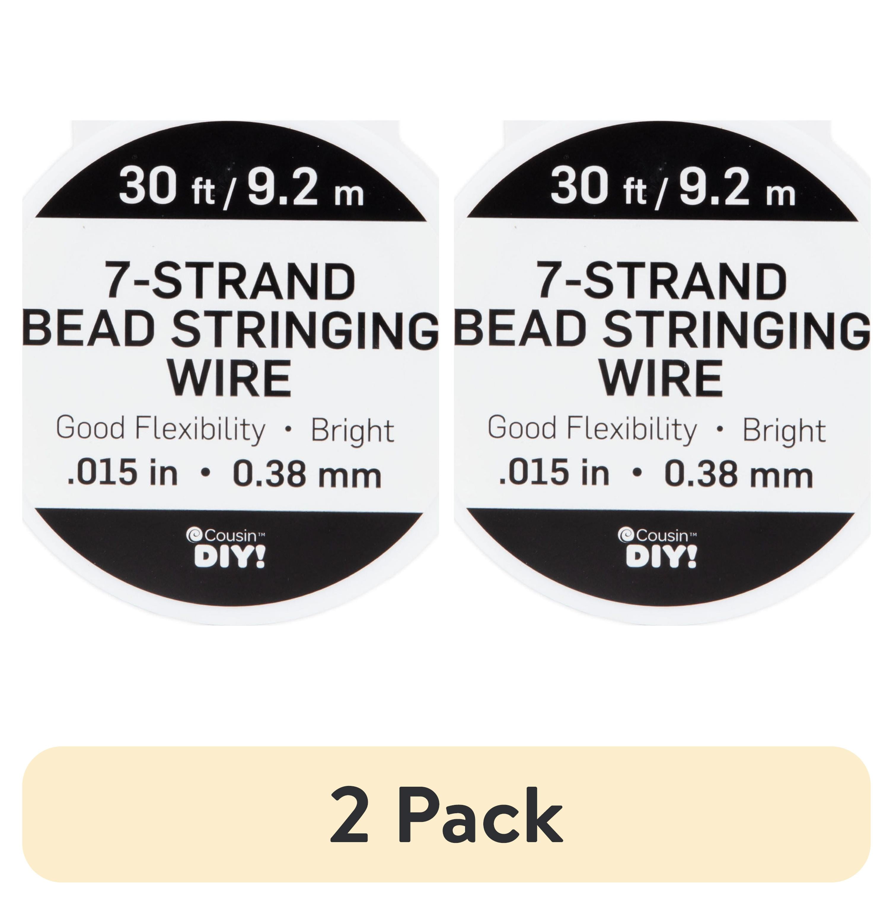 (2 pack) Cousin DIY 7-Strand Stainless Steel Flexible Beading Wire, Bright Silver, 0.015in x 30ft Roll