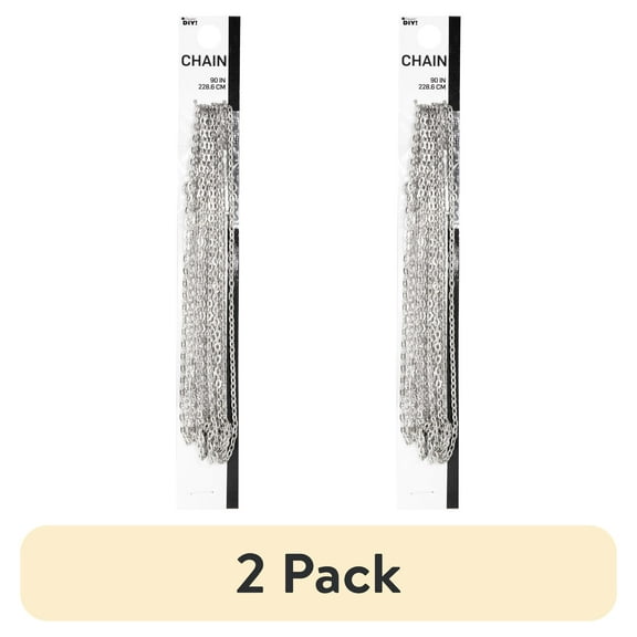 (2 pack) Cousin DIY 90 in Flat Oval Chain with Findings, Silver, Metal, Jewelry Making