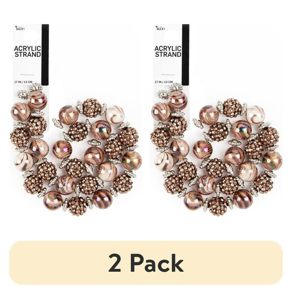 (2 pack) Cousin DIY Acrylic Brown Swirl Shambala Bead Strand, 17 in, 62 Piece, Unisex, AJM63518496