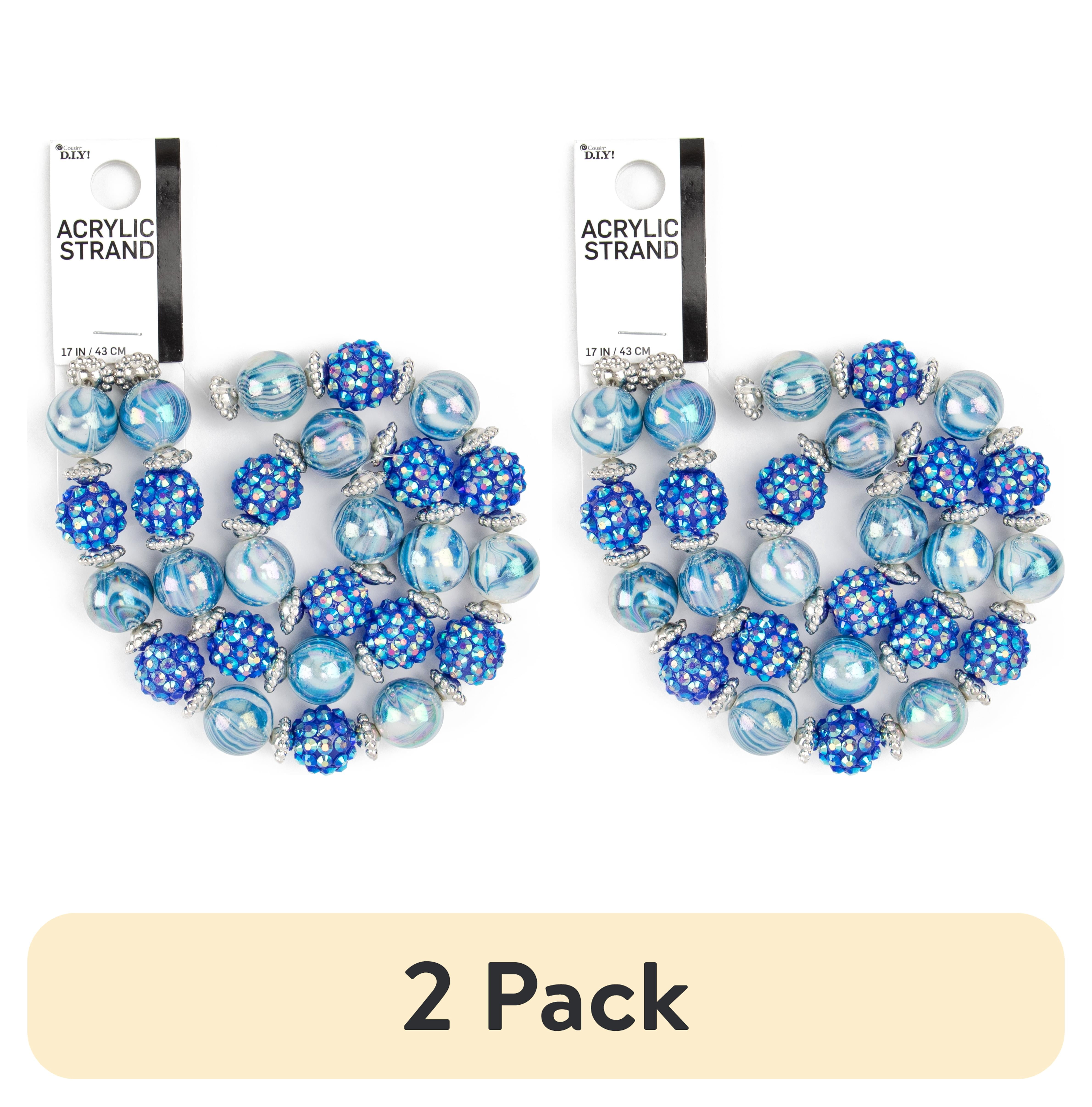 (2 pack) Cousin DIY Acrylic Shambala Bead Strand, Blue AB/White, 17 in, 54 Piece, Unisex, Adult, AJM63518529