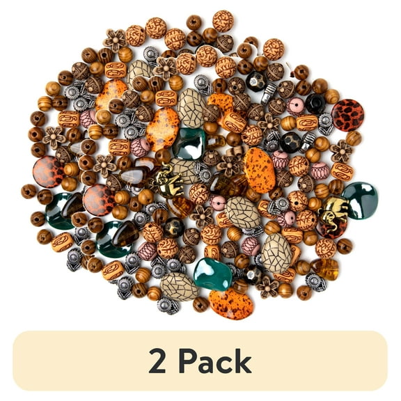 (2 pack) Cousin DIY Animal Print Bead Mix, Acrylic, Wood and Metal, 150g, 150 Piece, Adult, Model 69991230