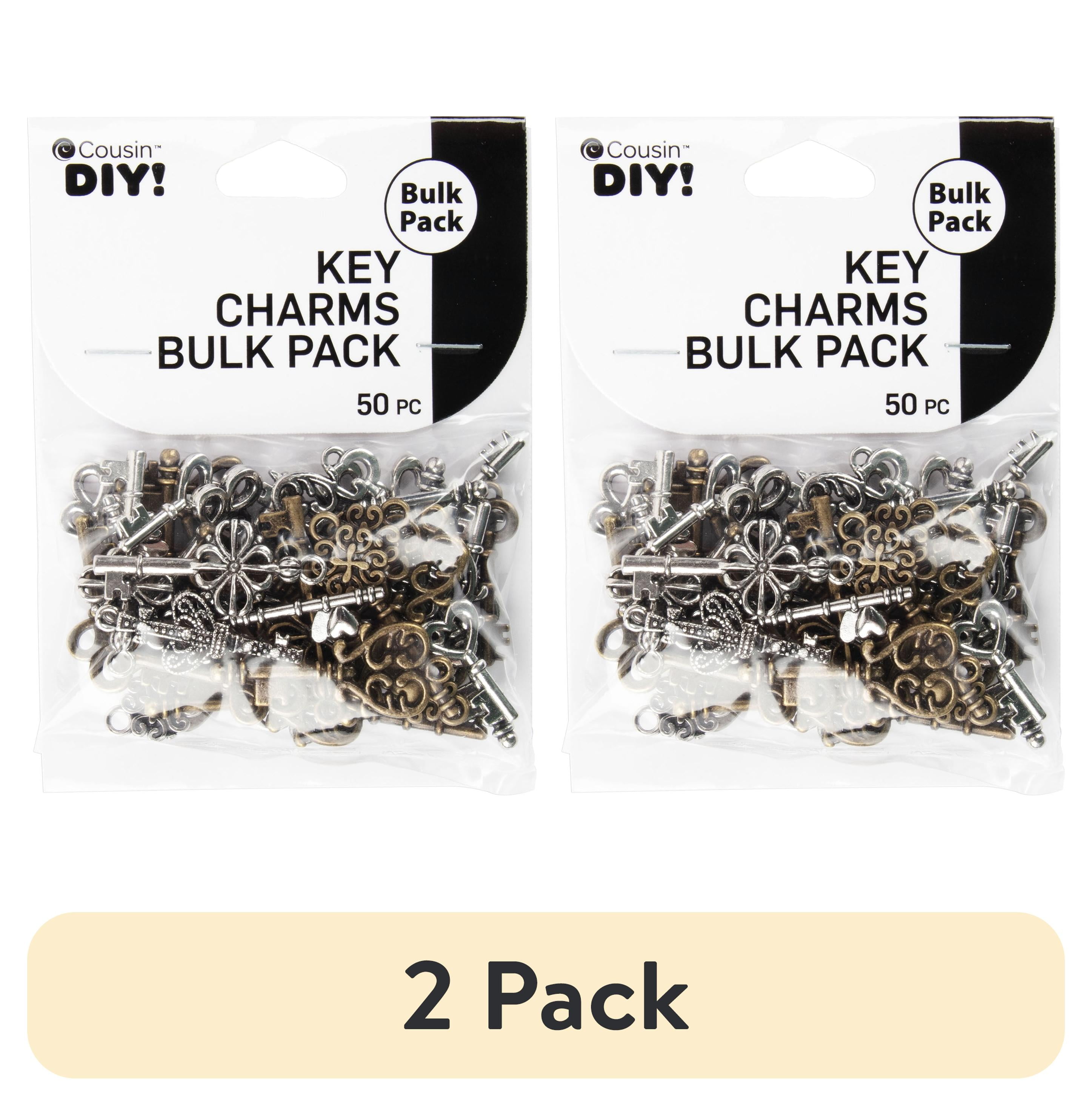 (2 pack) Cousin DIY Antique Keys Bulk Charm Assortment, 50 Piece, Silver/Gold Metal, Adult, Unisex