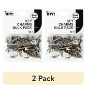 2 pack Cousin DIY Antique Keys Bulk Charm Assortment, 50 Piece, Silver/Gold Metal, Adult, Unisex