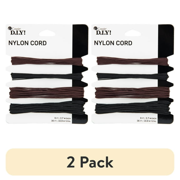 (2 pack) Cousin DIY Black & Brown Nylon Cord, Jewelry Stringing, 4 Piece Roll, 36 ft