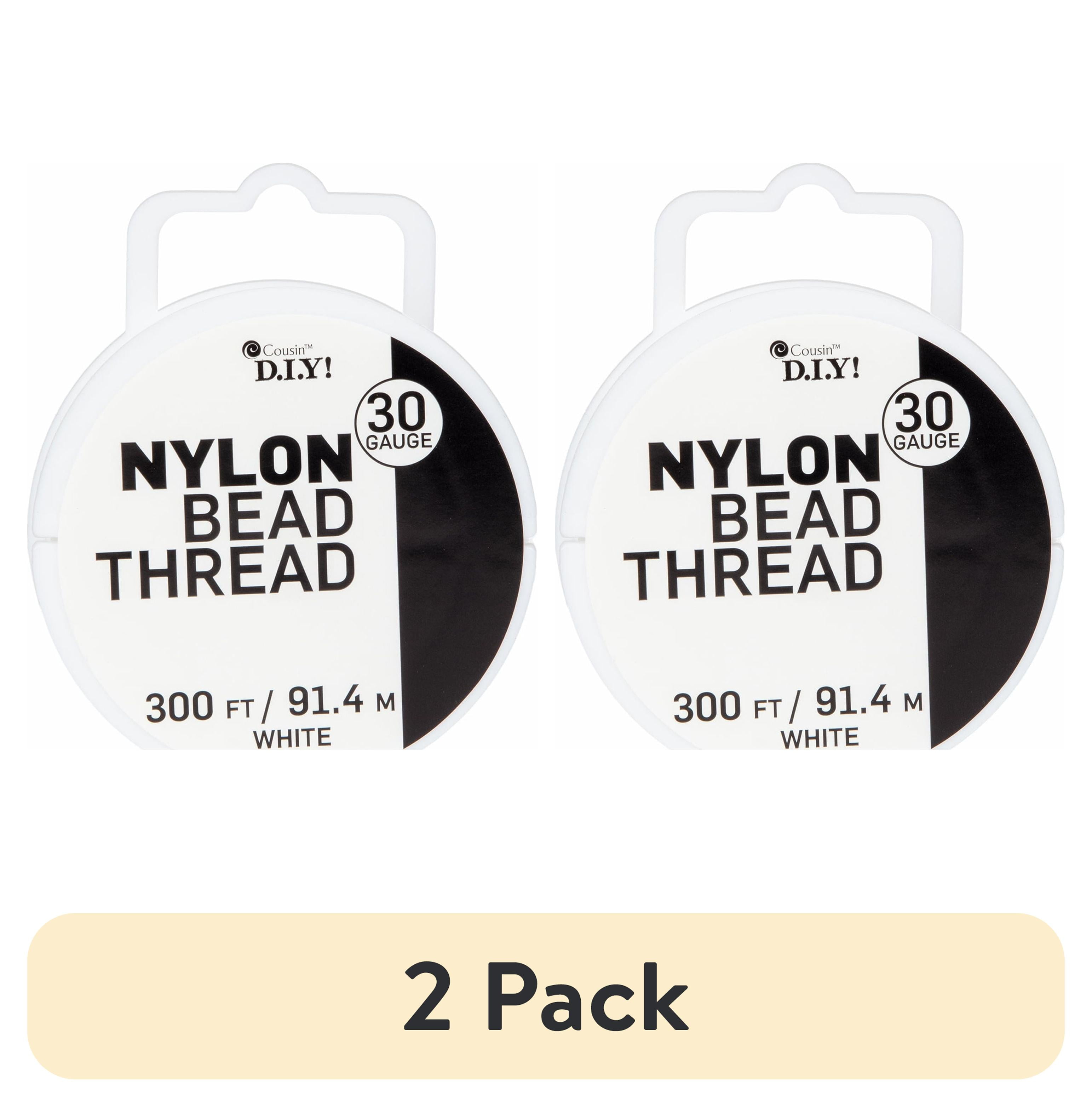 (2 pack) Cousin DIY Craft & Jewelry Nylon Beading Thread, White, 30 Gauge, 300 ft Roll