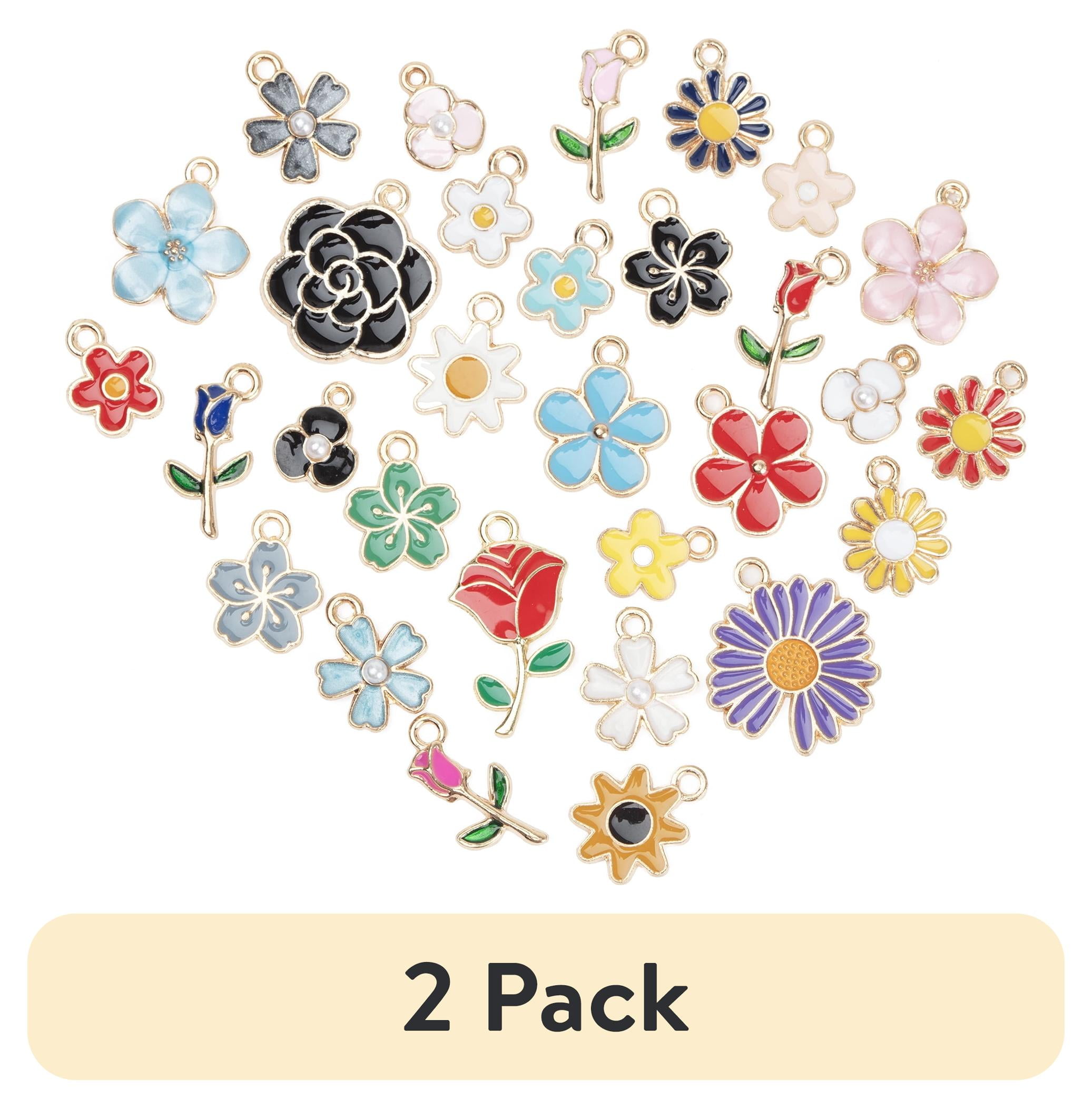 (2 pack) Cousin DIY Enamel Flower Charms, 30 Piece, Gold Metal, Adult, 0.05 lb, Model 69995731