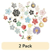 COUSINDIY (2 pack) Cousin DIY Enamel Flower Charms, 30 Piece, Gold Metal, Adult, 0.05 lb, Model 69995731