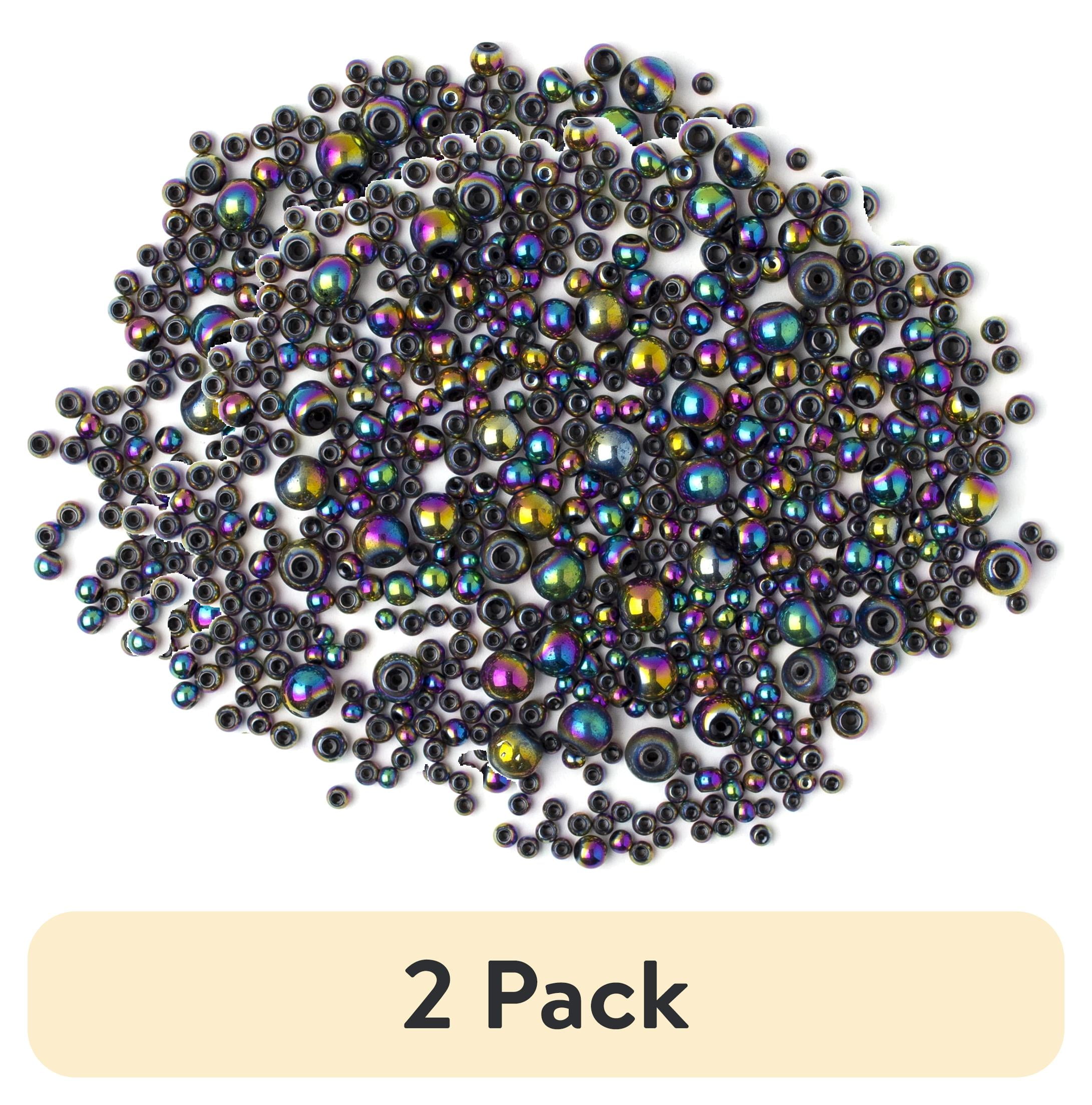 (2 pack) Cousin DIY Rainbow Glass Beads Filler, 480 Pieces, Multi-Size Variety