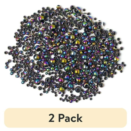 (2 pack) Cousin DIY Rainbow Glass Beads Filler, 480 Pieces, Multi-Size Variety