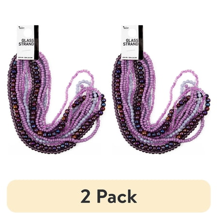 (2 pack) Cousin DIY Unisex Purple/Gray/Pink Glass Seed Bead Strand, 104 Inch, 824 Pieces