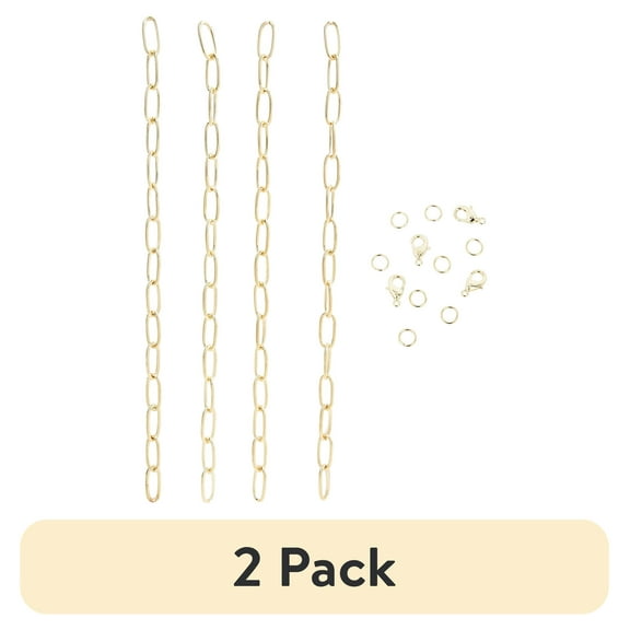 (2 pack) Cousin DIY Gold Dainty Long Link Chain for Jewelry Making, 7.5 in Each, 4 Pieces, Metal, 69995801