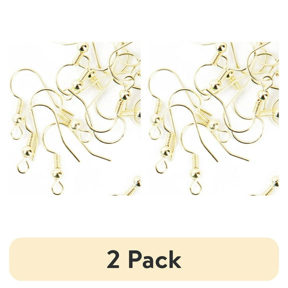 (2 pack) Cousin DIY Gold Fishhook Ear Wire Bulk Findings Pack, 18mm x 18mm - 120 Pc. for Adults