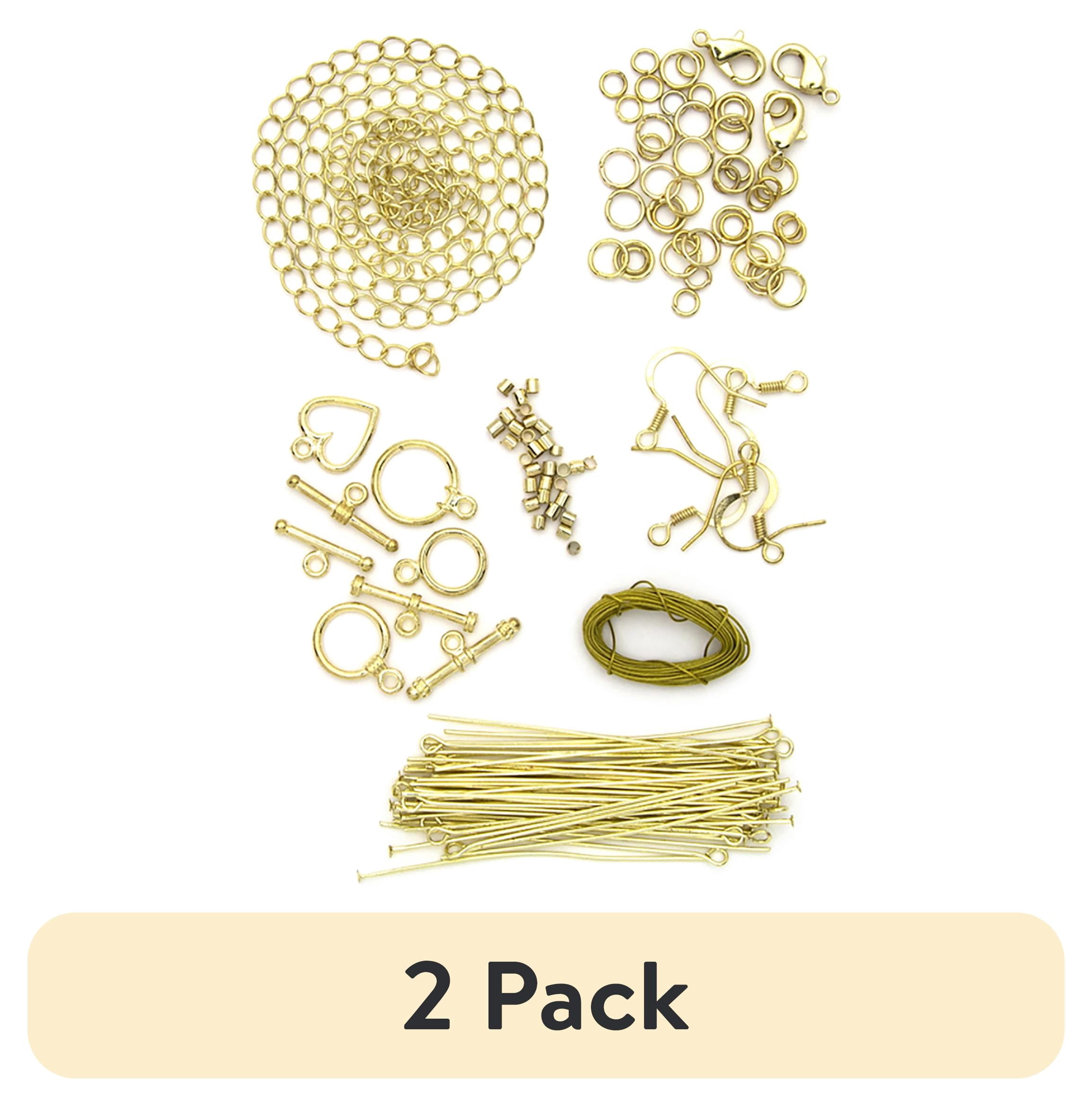 (2 pack) Cousin DIY Jewelry Making Findings Starter Pack, Soft Gold Finish Metal, 125 Piece