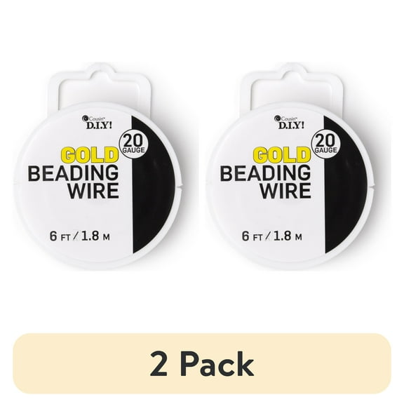 (2 pack) Cousin DIY Metal Beading Wire, Gold Finish, 20 Gauge, 6 ft/1.8m Roll