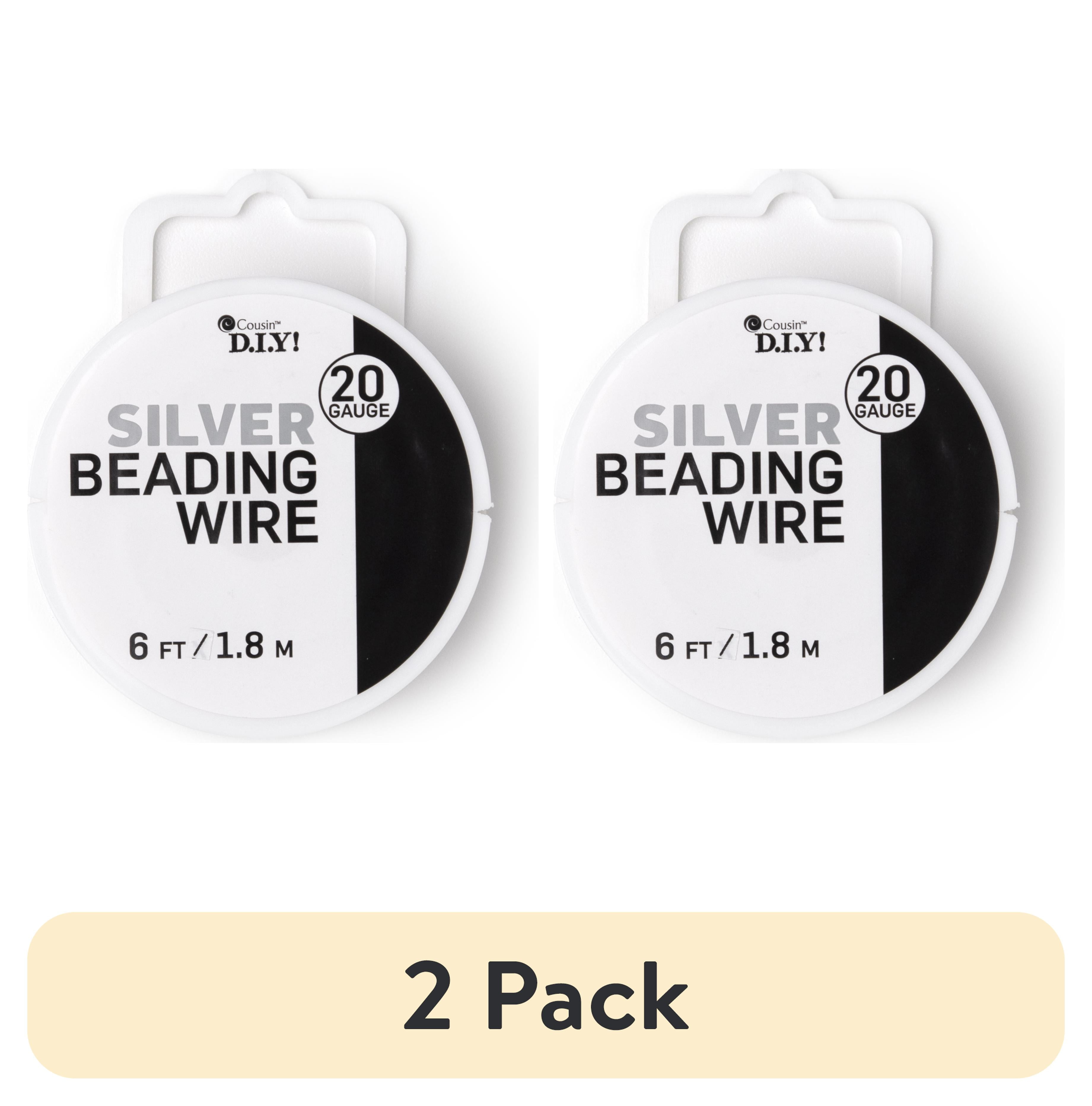 (2 pack) Cousin DIY Metal Beading Wire, Silver Finish, 20 Ga, 6 ft Roll