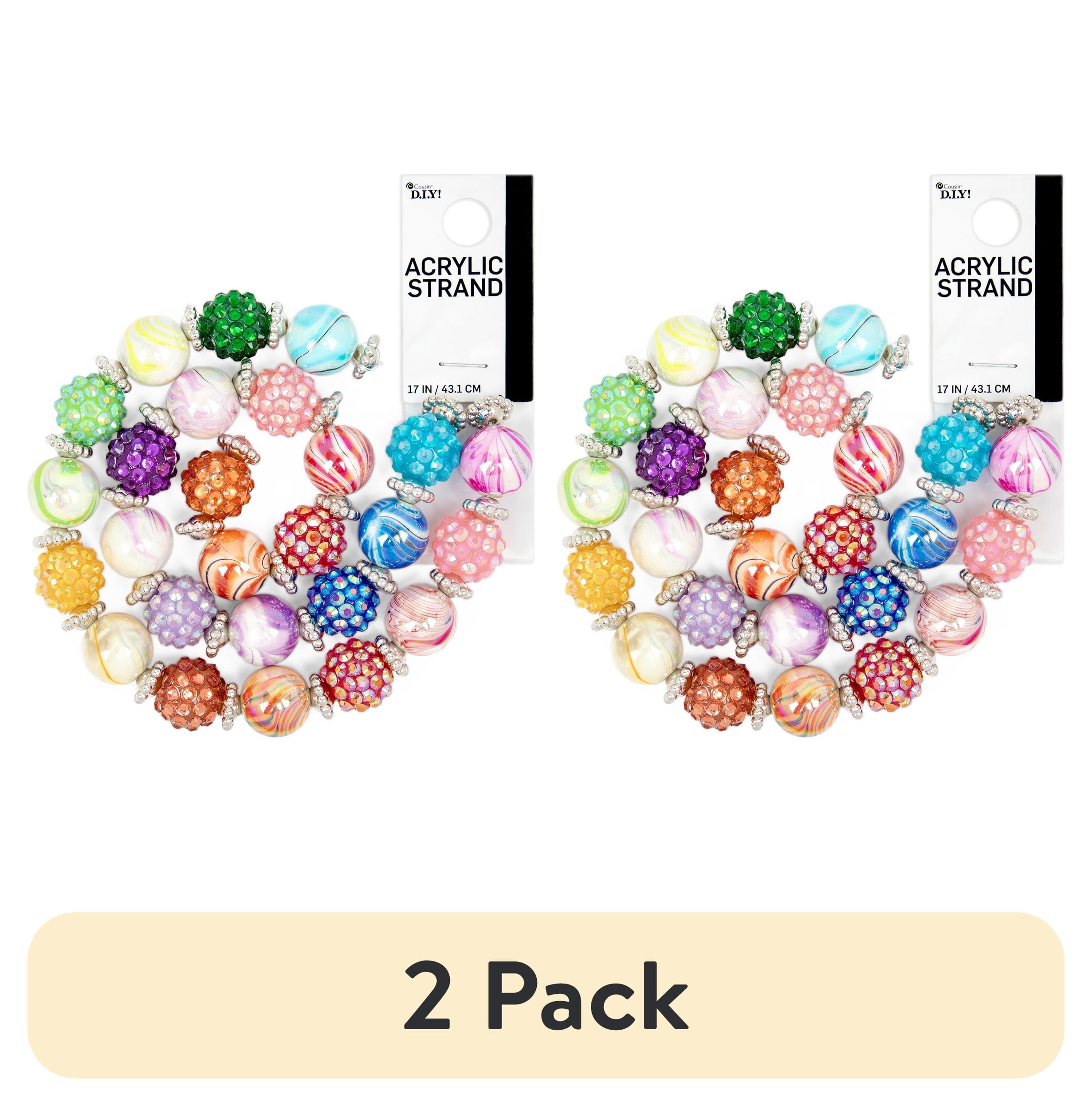 (2 pack) Cousin DIY Multicolor Acrylic Shambala Bead Strand, 17 in, 62 Piece, Jewelry Making, Adult