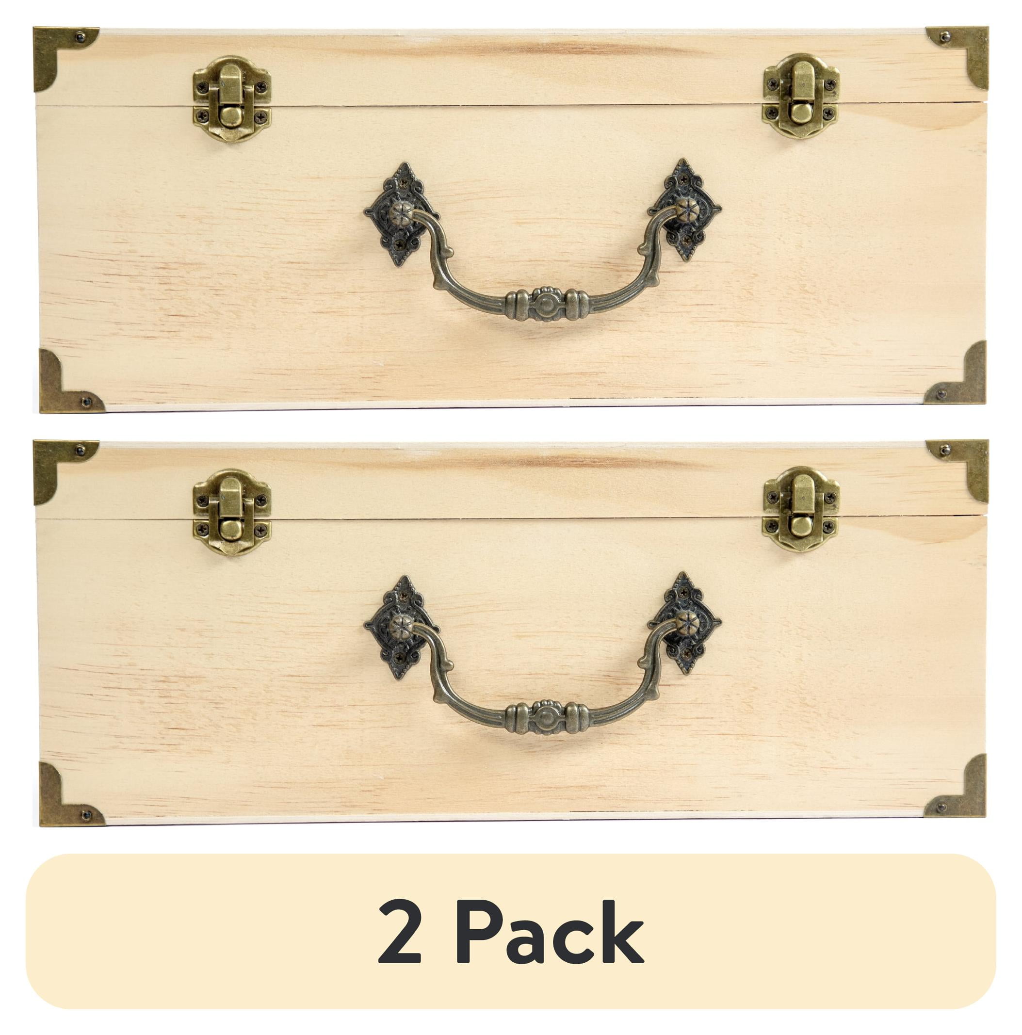 (2 pack) Cousin DIY Unfinished Wood Keepsake Storage Box with Metal Latches and Handle, 12.60" x 8.9" x 5"