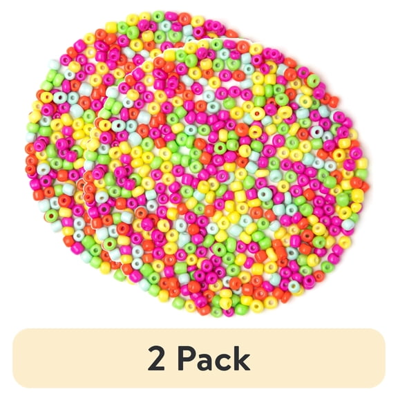(2 pack) Cousin DIY Neon Glass E-Bead Bulk Pack, Neon Color, 1000 Piece, Unisex for Adults, 69991238