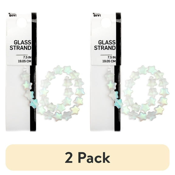 (2 pack) Cousin DIY 8mm Frosted Opalescent AB Star Glass Bead Strand, 7.5-inch, 25 Pieces