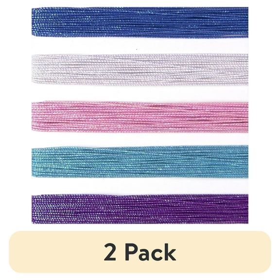 (2 pack) Cousin DIY Pastel Sparkle Stretch Cord, Jewelry Making, Blue/Pink, 5 Piece Roll, 25 yd Roll