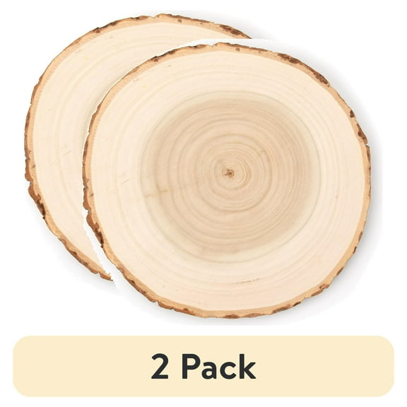 (2 pack) Cousin DIY Poplar 7" Round Rustic Wood Slice with Bark