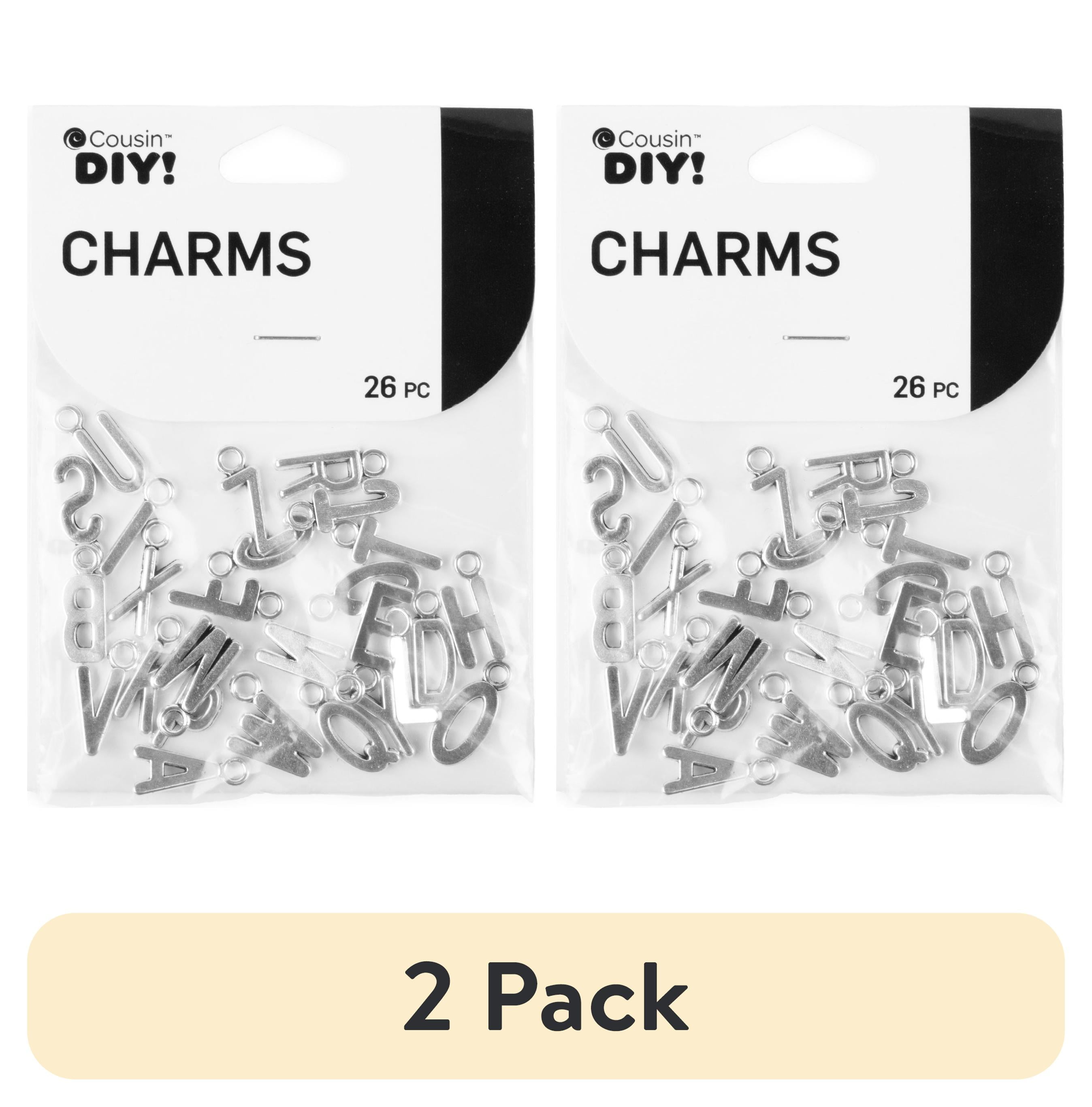 (2 pack) Cousin DIY Silver Block Letter Metal Alphabet Charms, 26 Piece, Adult, Unisex, Model 69992728