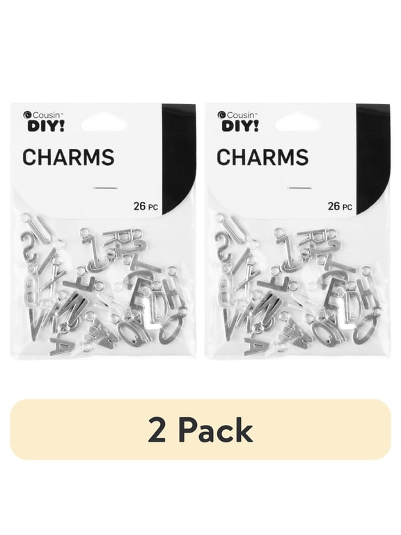 (2 pack) Cousin DIY Silver Block Letter Metal Alphabet Charms, 26 Piece, Adult, Unisex, Model 69992728