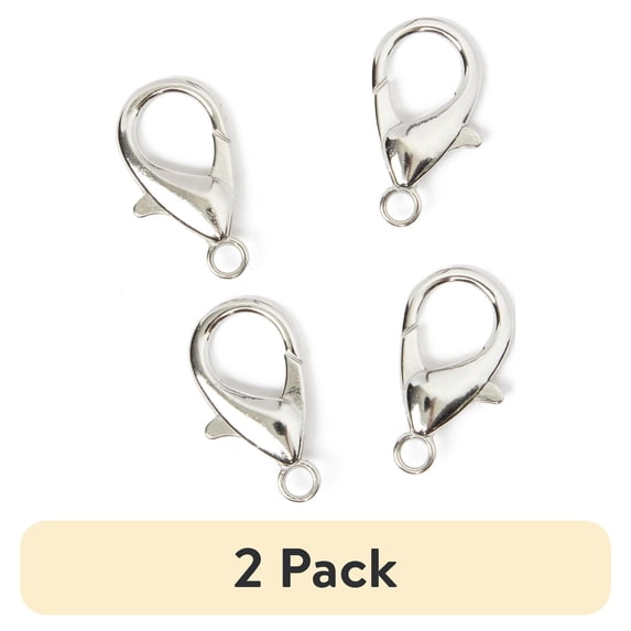 (2 pack) Cousin DIY Silver Lobster Clasp, 4 Pc, Large Metal Clasp, 16 x 30mm
