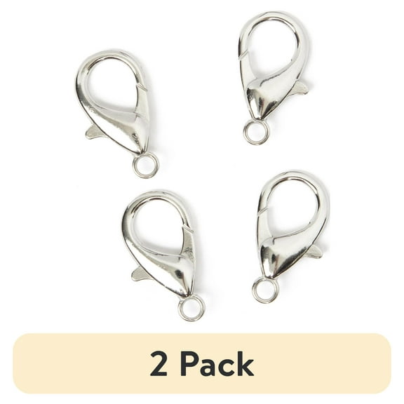 (2 pack) Cousin DIY Silver Lobster Clasp, 4 Pc, Large Metal Clasp, 16 x 30mm