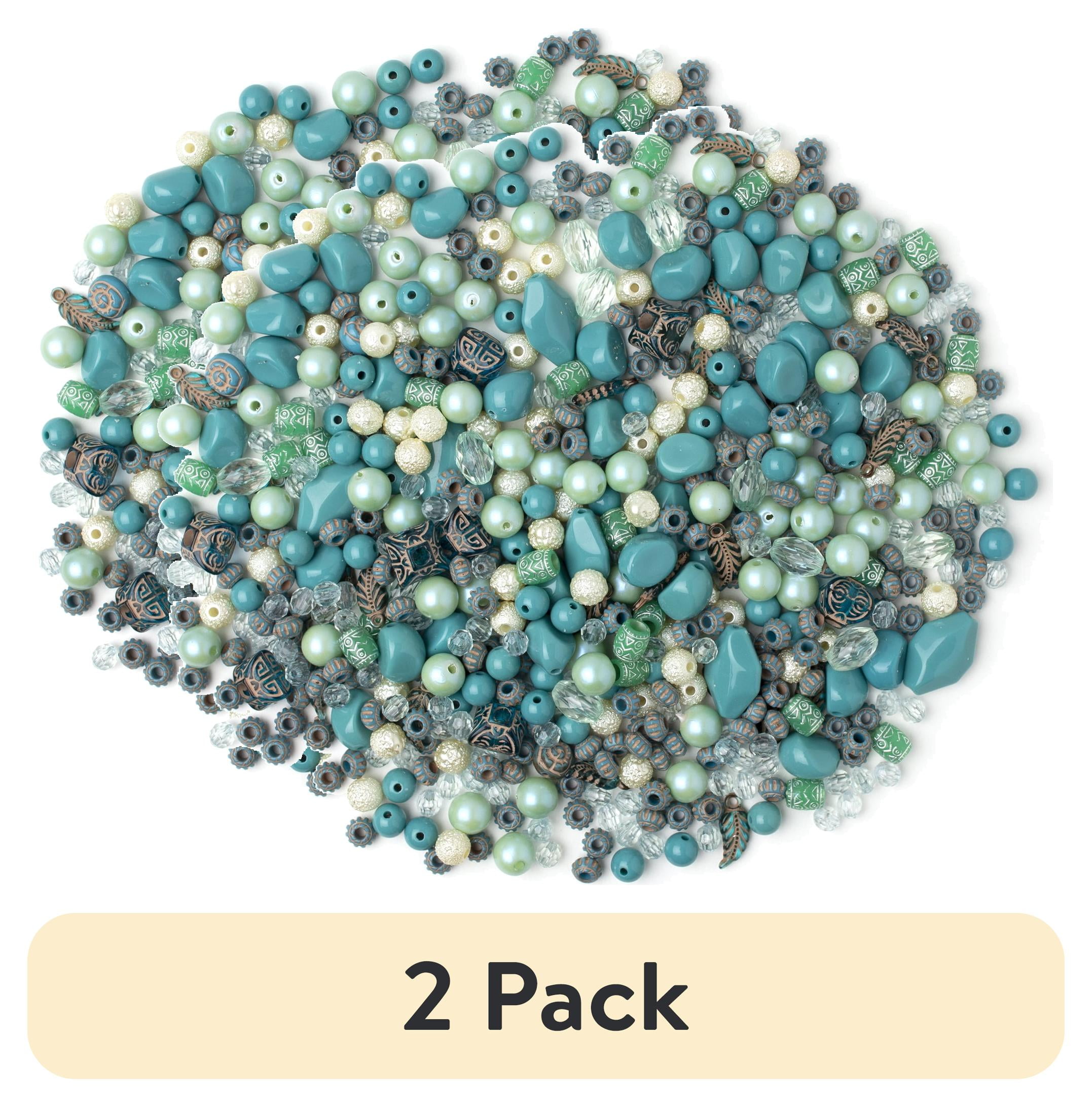 (2 pack) Cousin DIY Turquoise and Green Acrylic Bead Mix 5.3 oz for Teens and Adults
