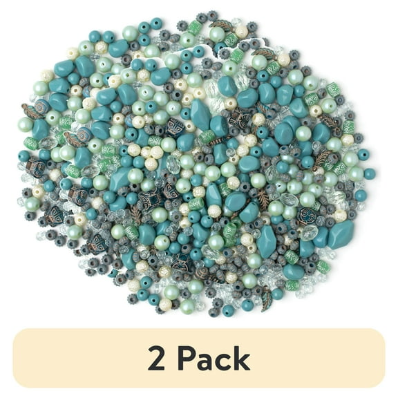 (2 pack) Cousin DIY Turquoise and Green Acrylic Bead Mix, 5.3oz, 500 Piece, Unisex for Adults, AJM65022028