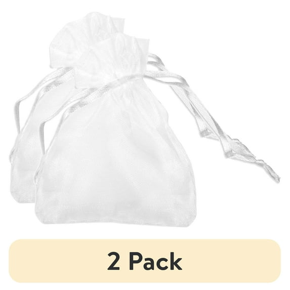 (2 pack) Cousin DIY White Organza Party Favor Bags, 5.5" x 3.75", 50 Piece, Unisex, Adult