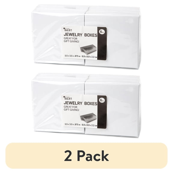 (2 pack) Cousin DIY White Square Paper Gift Boxes, 3.5" x 3.5", 6 Piece, Unisex, Adult