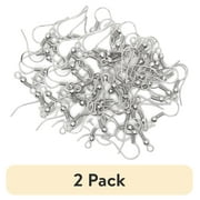 (2 pack) Cousin Metal Fishhook Earwires, Silver, 136 Piece